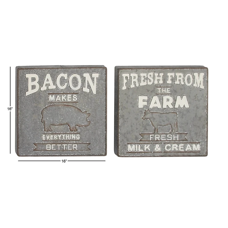 Gray Metal Farmhouse Sign Wall Décor Set