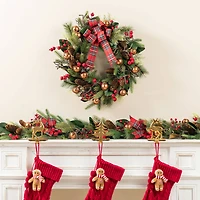 Glitzhome® 24"D Christmas Bell, Pinecone & Berry Bow Wreath