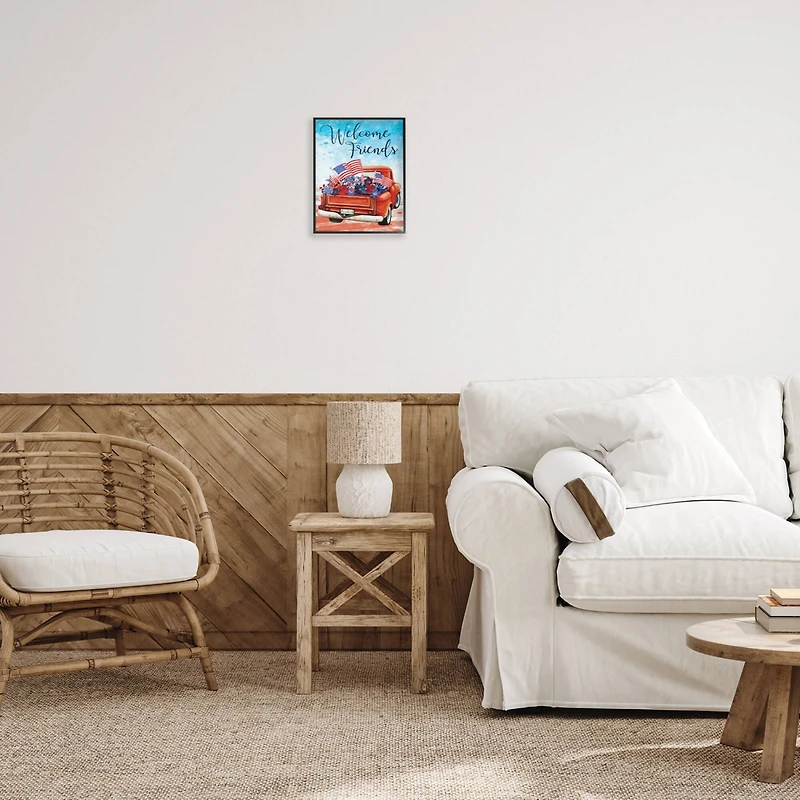 Stupell Industries Welcome Friends Americana Pickup Truck Framed Giclee Art