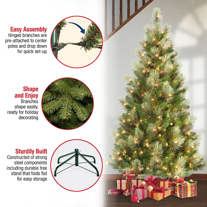 6ft. Pre-Lit Charleston Pine Artificial Christmas Tree, Clear Lights