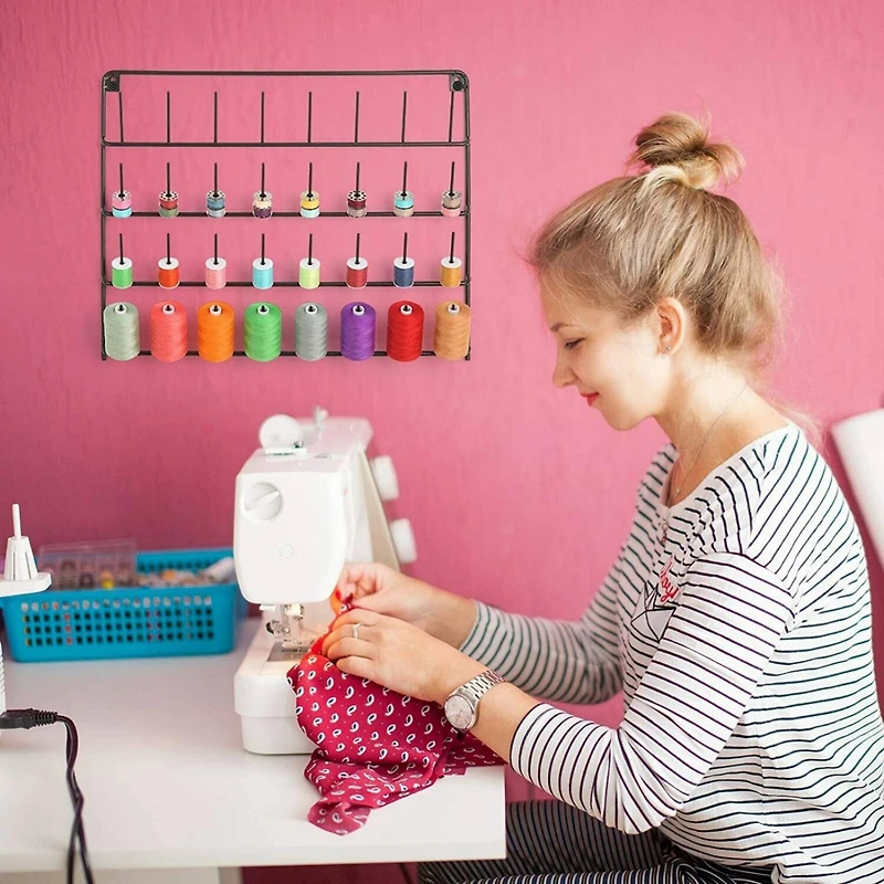 HAITARL® Brown 32-Spool Wall-Mounted Sewing Thread Rack