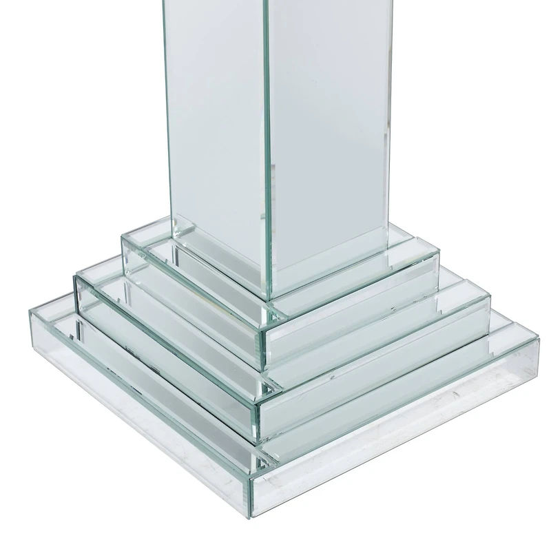 Silver Wood Glam Pedestal Table, 36" x 12" x 12"