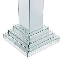 Silver Wood Glam Pedestal Table, 36" x 12" x 12"