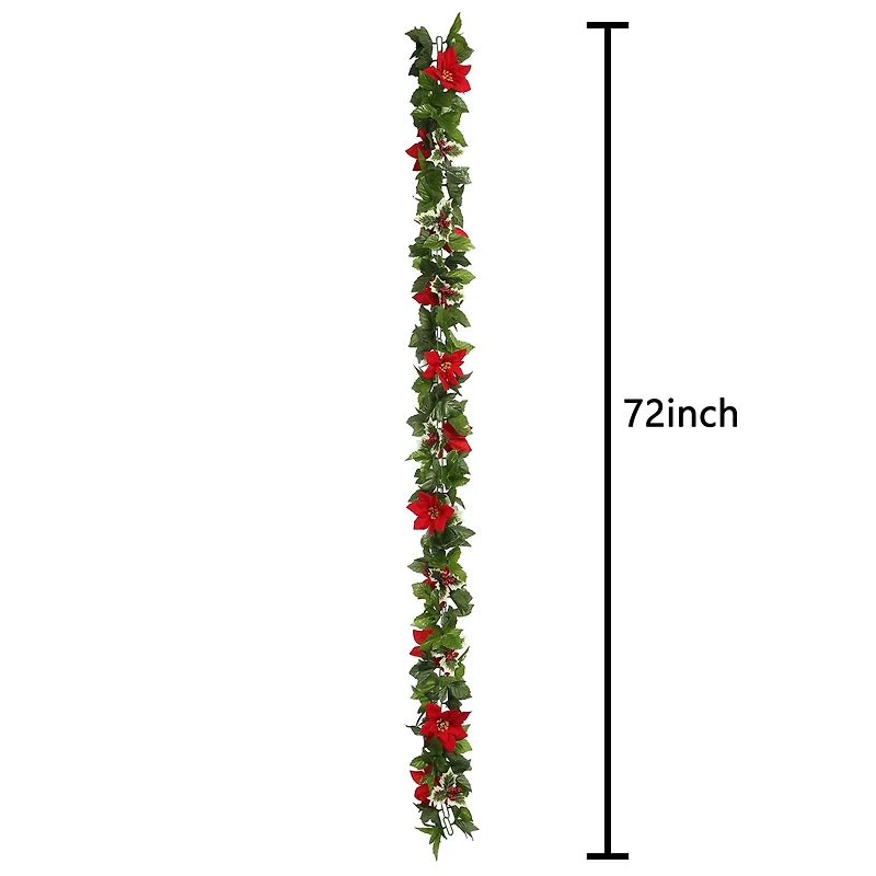 6ft. Green & Red Poinsettia & Holly Chain Garland by Ashland®