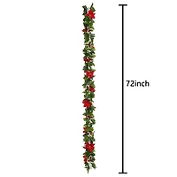 6ft. Green & Red Poinsettia & Holly Chain Garland by Ashland®