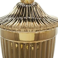 31.5" Gold Ceramic Decorative Jars with Grooves