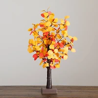 21in. Pre-Lit Bright Autumn Eucalyptus Artificial Fall Tree with 50 Warm White LED Lights and Detachable Base