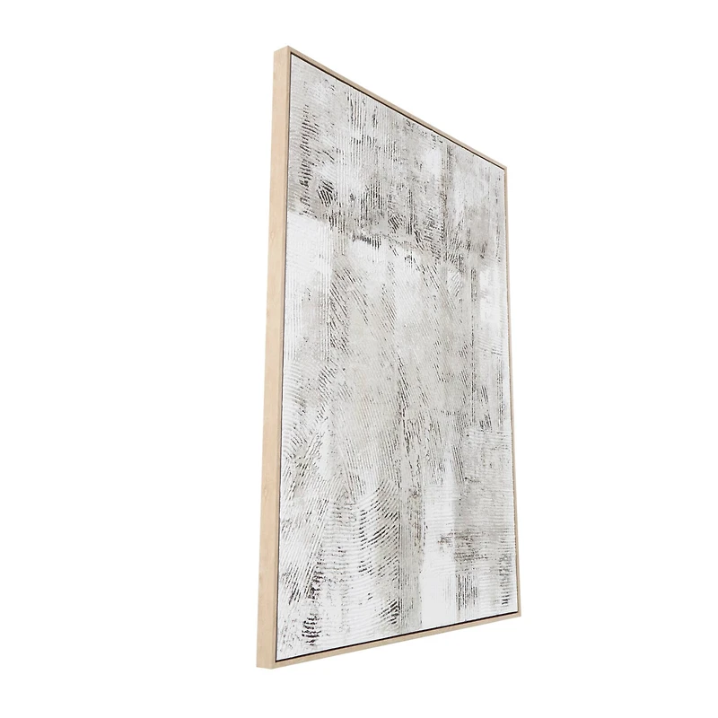 Gray Wooden Abstract Textured Framed Wall Art with Black Distressing