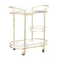 Gold Metal Contemporary Bar Cart, 33" x 31" x 16"