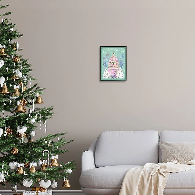 Stupell Industries Pastel Holiday Snowy Architecture Framed Giclee Art