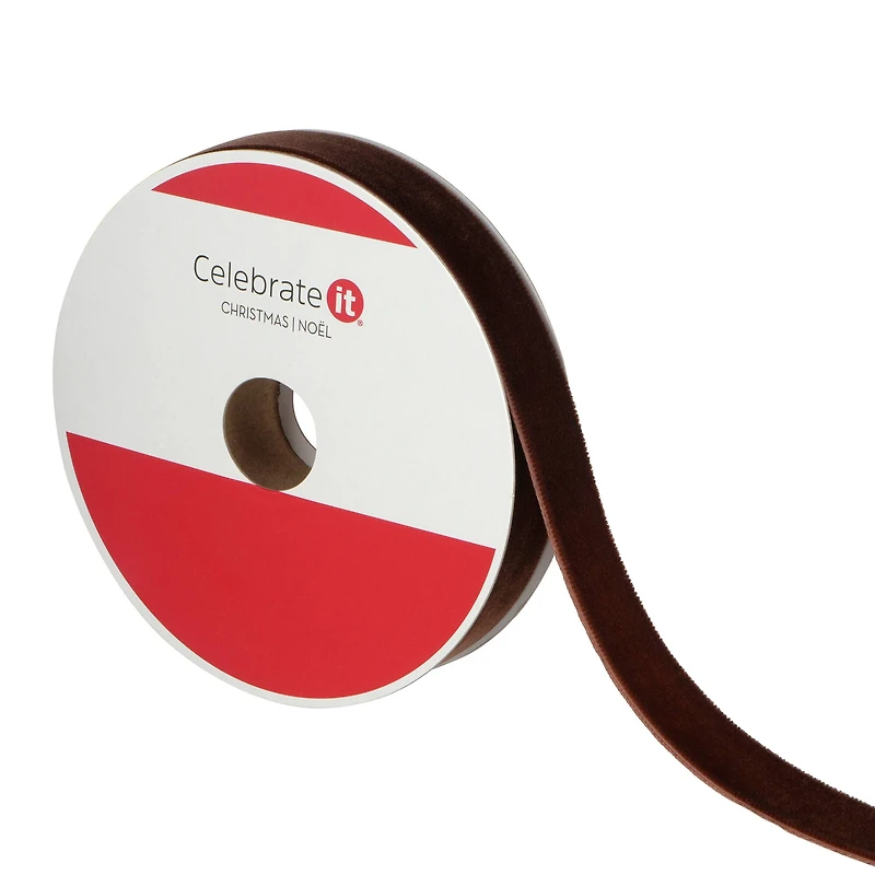 5/8" x 15ft. Brown Velvet Ribbon by Celebrate It®