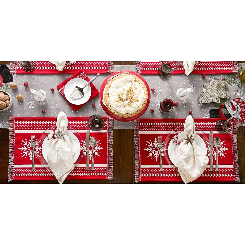 DII® Nordic Snowflake Stripe Jacquard Placemats, 4ct.