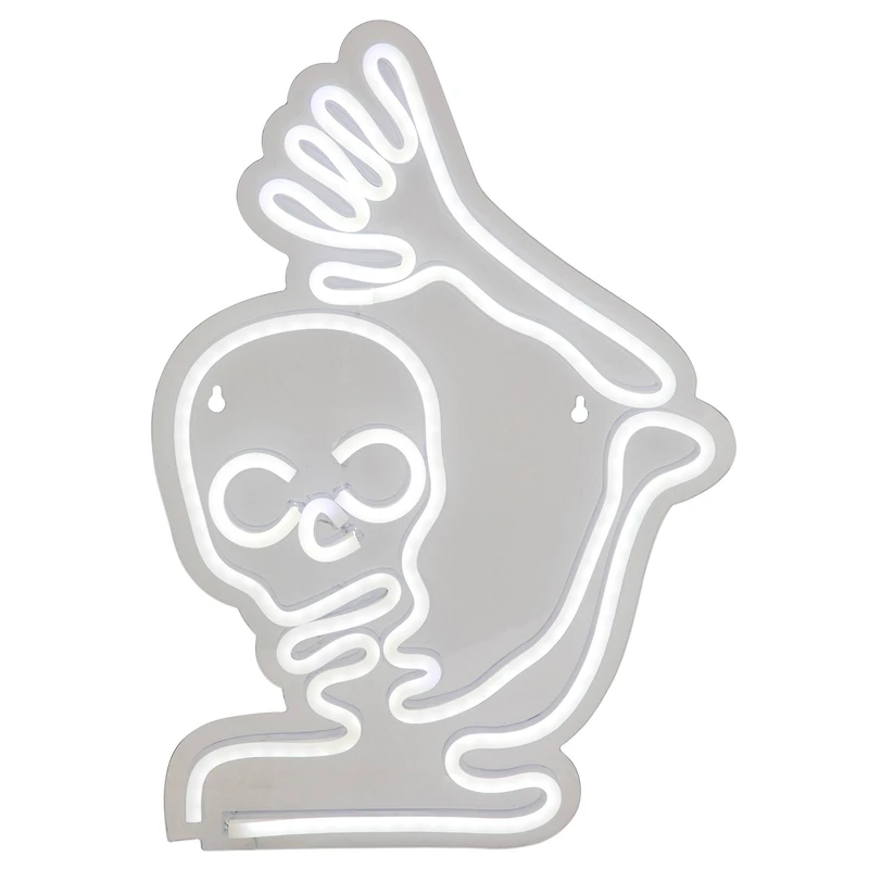 15" White LED Neon Style Skeleton Halloween Window Silhouette