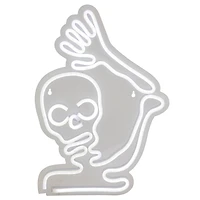 15" White LED Neon Style Skeleton Halloween Window Silhouette