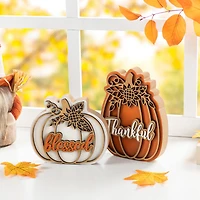 Glitzhome® 8"H Thanksgiving Wooden Pumpkin Table Decor Set