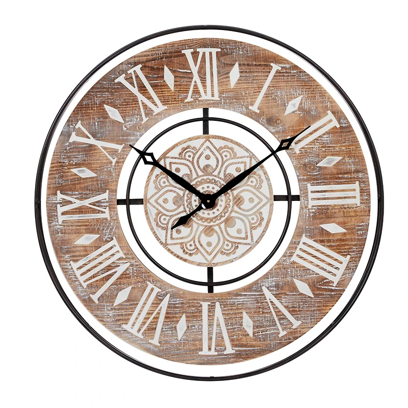 Brown Farmhouse Wood Wall Clock, 34" x 34"