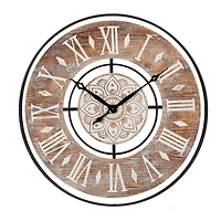 Brown Farmhouse Wood Wall Clock, 34" x 34"