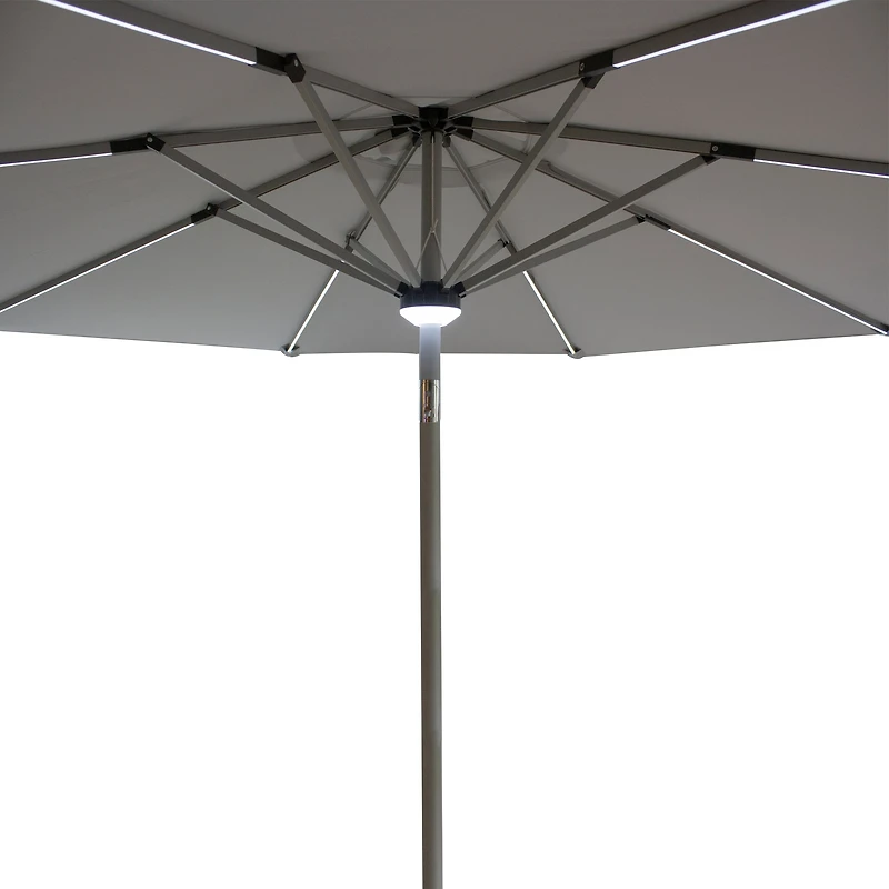 9ft. Solar Lighted Outdoor Patio Market Umbrella