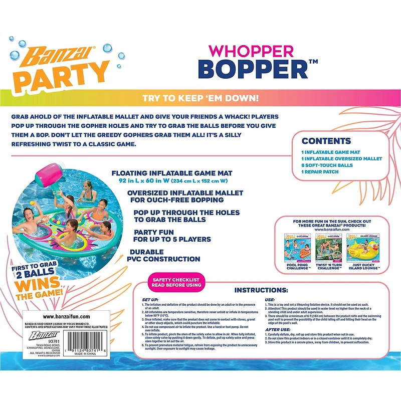 Banzai® Whopper Bopper™ 92'' Inflatable Pool Game