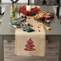 DII® 108" Embroidered Tree Burlap Table Runner