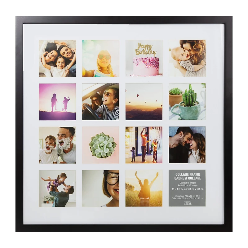 16 Opening 4" x 4" Black Collage Frame with Mat by Studio Décor®