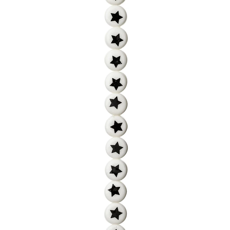 Star Printed Ceramic Round Beads, 8mm by Bead Landing™