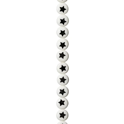Star Printed Ceramic Round Beads, 8mm by Bead Landing™