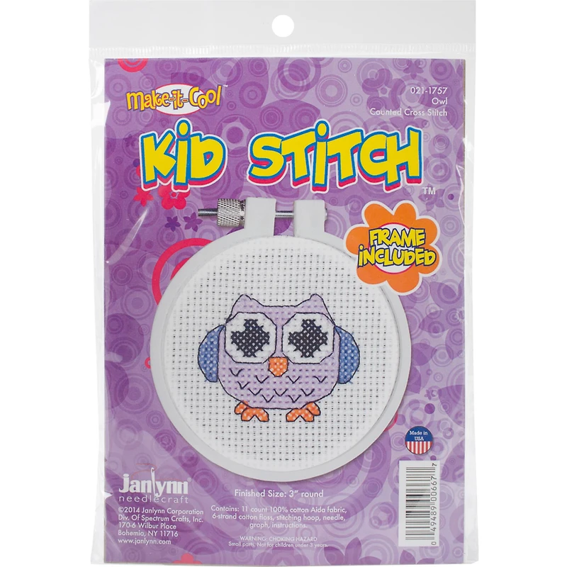 Janlynn® Kid Stitch Owl Counted Cross Stitch Kit