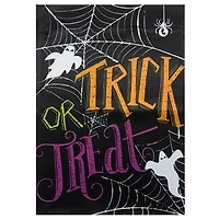 12.5" x 18" Spider Webs & Ghosts Trick or Treat Outdoor Garden Flag