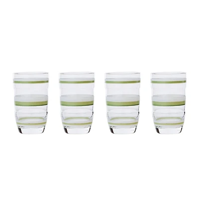 Hello Honey® 5" Green & White Striped Drinking Glass, 4ct.