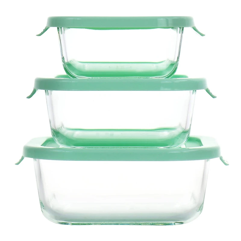 Martha Stewart Square Glass Storage Containers with Mint Lids
