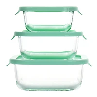 Martha Stewart Square Glass Storage Containers with Mint Lids