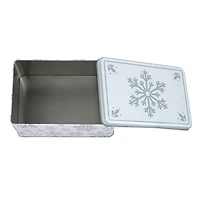 Snowflakes Rectangle Christmas Tin by Makery™