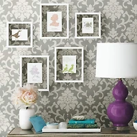 RoomMates Gray Damask Peel & Stick Wallpaper