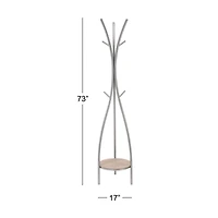 Silver Metal Modern Coat Rack, 73" x  17" x  17"