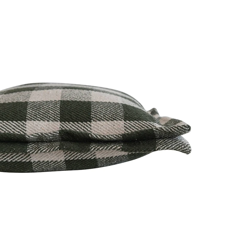 Hello Honey® 18" Hunter Green Check with Flanged Edge Woven Recycled Cotton Pillow