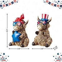Glitzhome® Patriotic Americana Highland Cow Table Décor