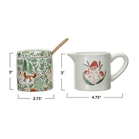 Hello Honey® Woodland Flora & Fauna Stoneware Creamer & Sugar Pot Set