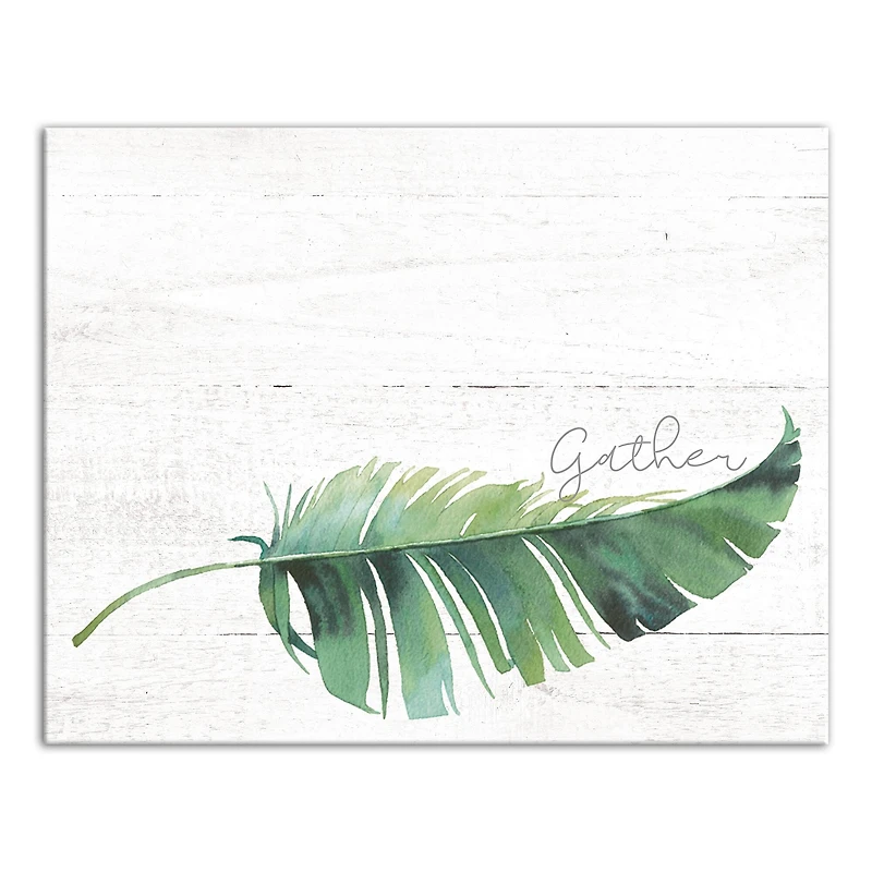 Green Gather Leaf 11" x 14" Canvas Wall Art