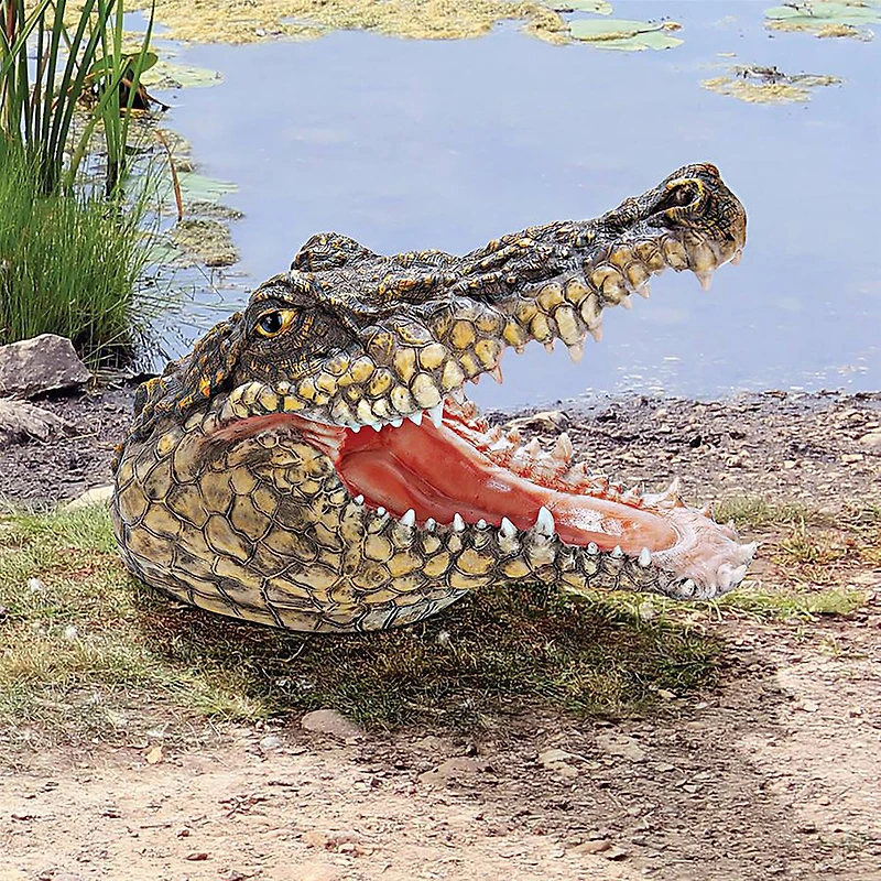 Design Toscano 12.5" Chomper's Gonna Get You Crocodile Statue