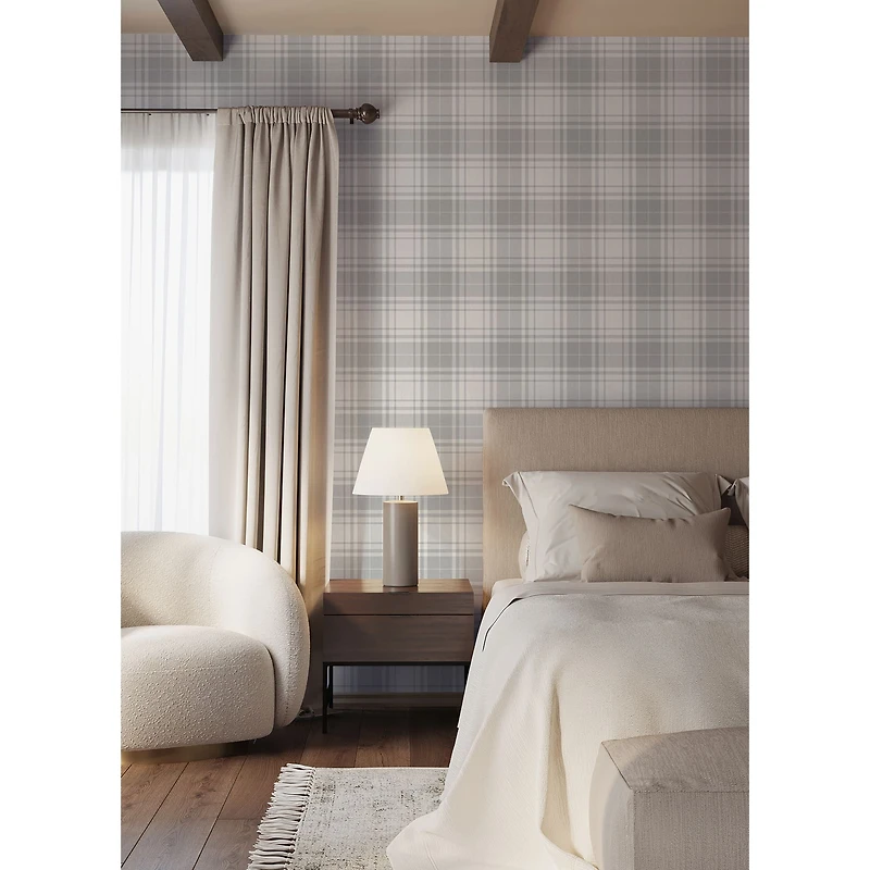 InHome Franklin Plaid Gray Peel & Stick Wallpaper