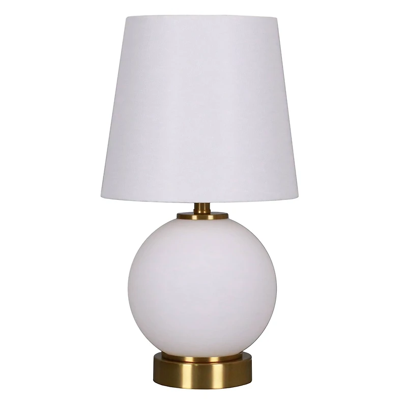 14" Gold & White Glass Table Lamp with White Fabric Shade by Ashland®