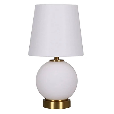 14" Gold & White Glass Table Lamp with White Fabric Shade by Ashland®
