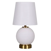 14" Gold & White Glass Table Lamp with White Fabric Shade by Ashland®
