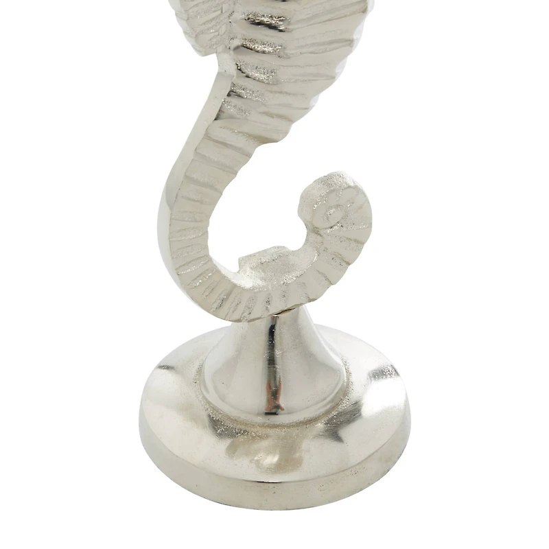 Silver Aluminum Coastal Seahorse Candle Holder Set
