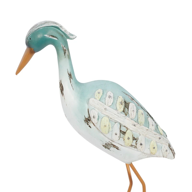 Light Blue Polystone Coastal Sculpture, Bird 20" x 10" x 4"