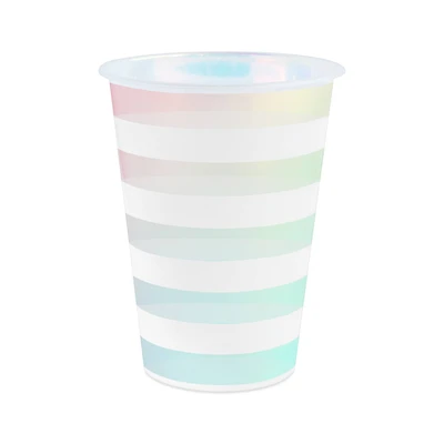 12oz. Iridescent Stripes Plastic Cups by Celebrate It®, 8ct.