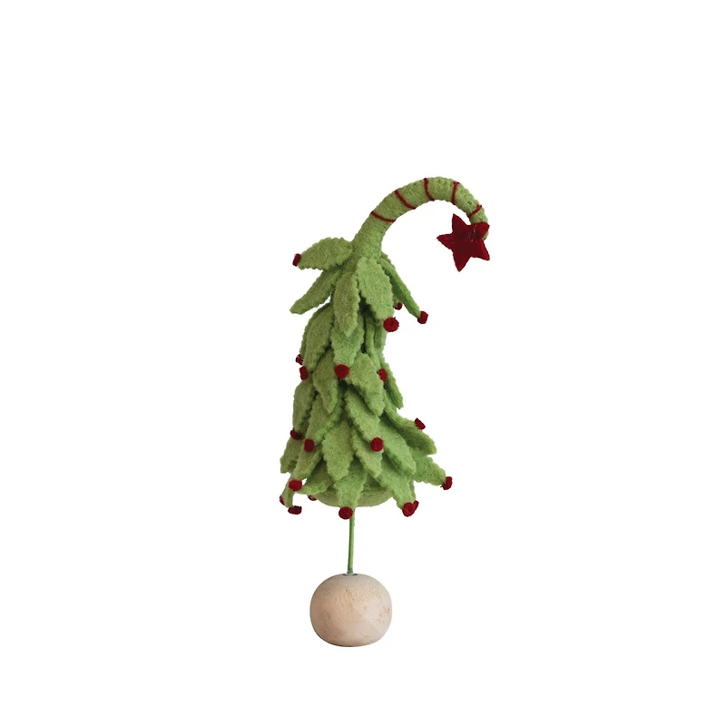 Hello Honey® 11" Green & Red Wool Felt Tree with Star