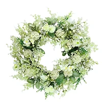 26" Artificial Echinops Chrysanthethemum & Daisy Floral Spring Wreath