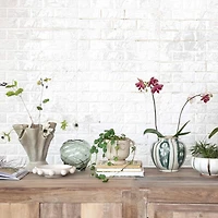 9.75" Cream Reactive Glaze Stoneware Bowl with Orbs